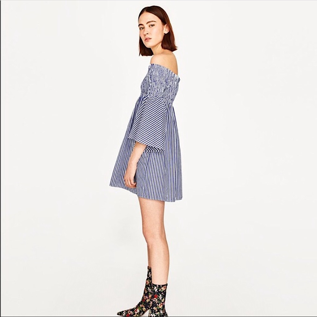 Zara Off Shoulder Striped Dress